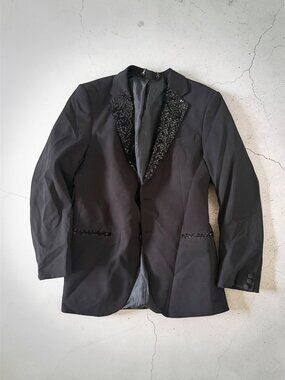 BOOHOO Man Black Sequin Trim Suit Blazer Size 42